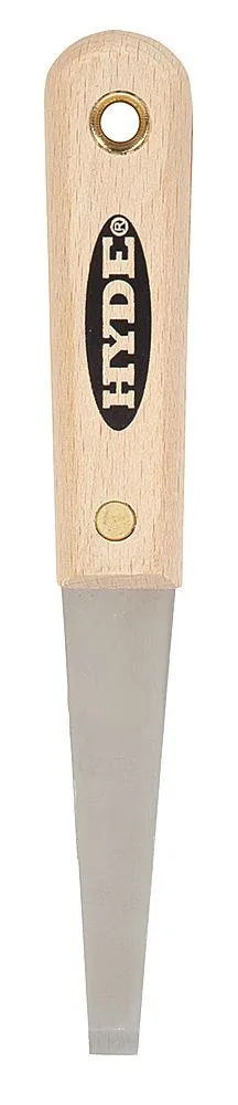 Hyde 07004 stiff scraper, 3/8 inch stainless steel blade, hardwood tapered handle, 8 inches overall
