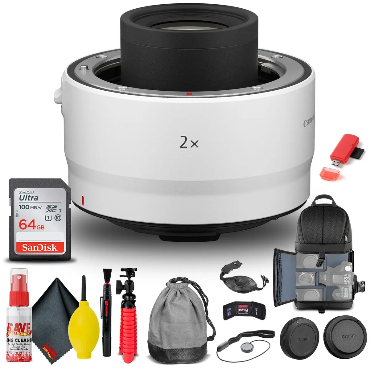 Canon Canon Extender RF 2x 4114C002 Bundle with Backpack 64GB Card Reader Tripod Cleaning Kit — product photo