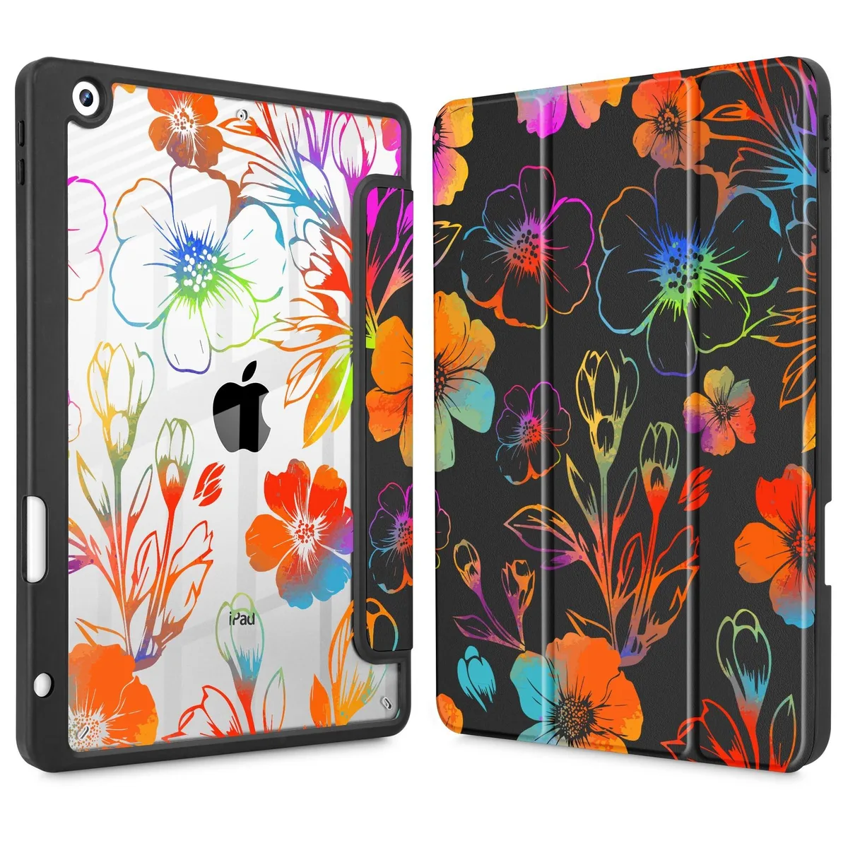 V2 Technologies V2 Technologies iPad 10.2 Case 2021/2020/2019 Flower Black 2 in 1 accessory — product photo