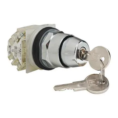 Schneider Electric 30mm chrome keyed selector switch, two position, metal bezel