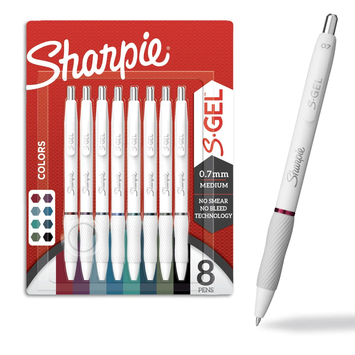  Sharpie S-Gel Fashion Barrel White Pearl 0.7mm 8 Count — product photo