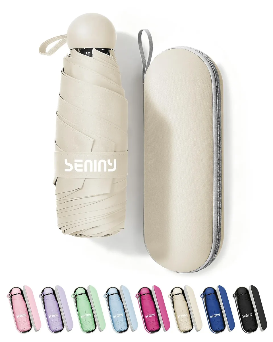 Seniny Mini Portable Travel Umbrella Clear 6.9 40.2 UPF 50+ 99% UV — product photo