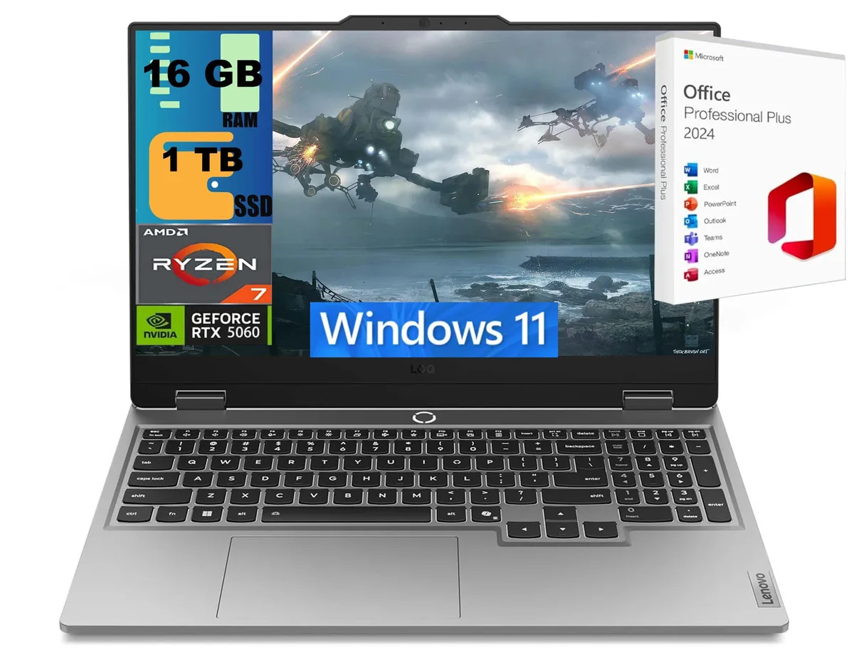Lenovo Lenovo LOQ 15 gaming laptop Ryzen 7 250 RTX 5060 16GB 1TB 15.6 FHD 144Hz — product photo