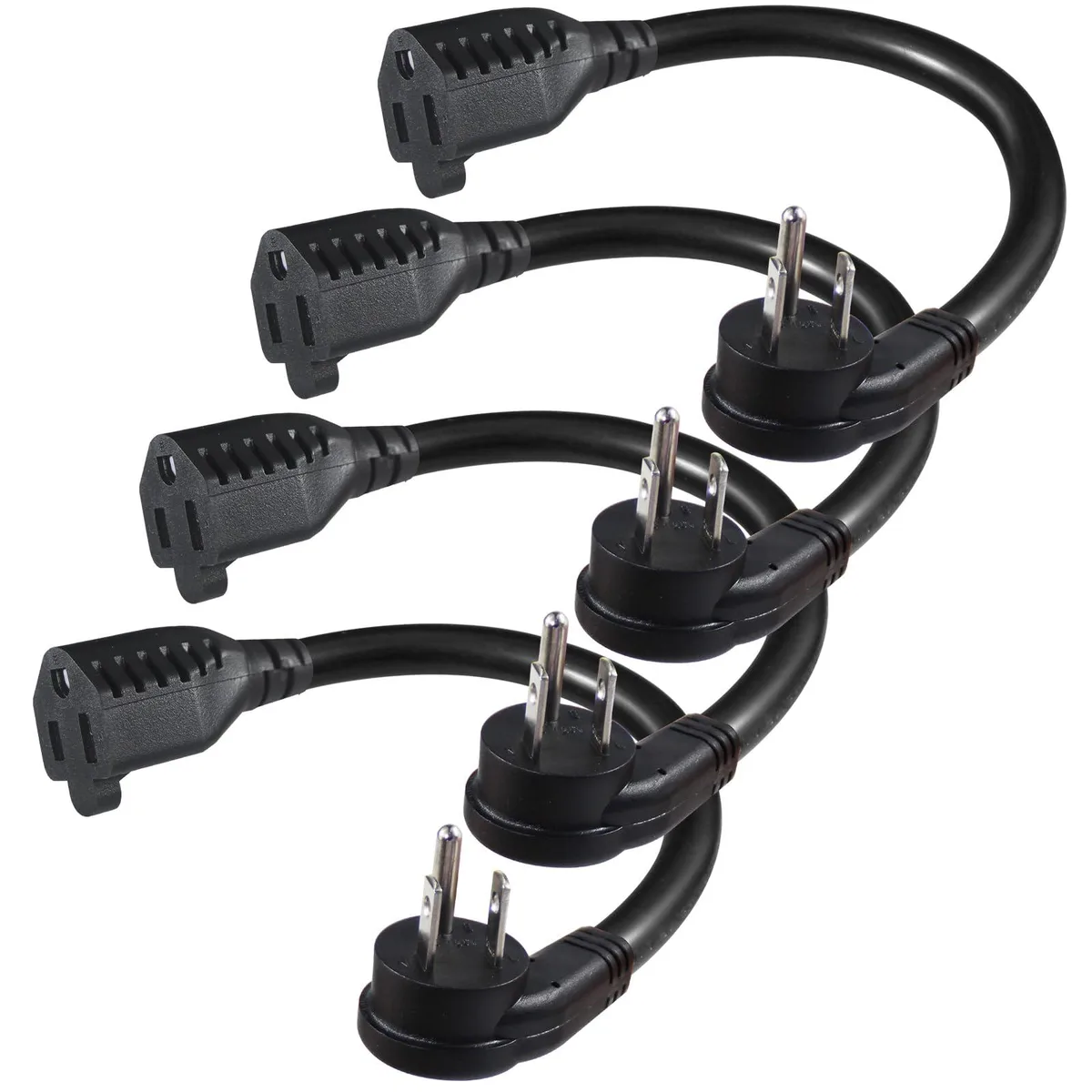  SPARKING 4 Pack 6 inch Flat Plug Power Extension Cord 16AWG 13A 125V — product photo