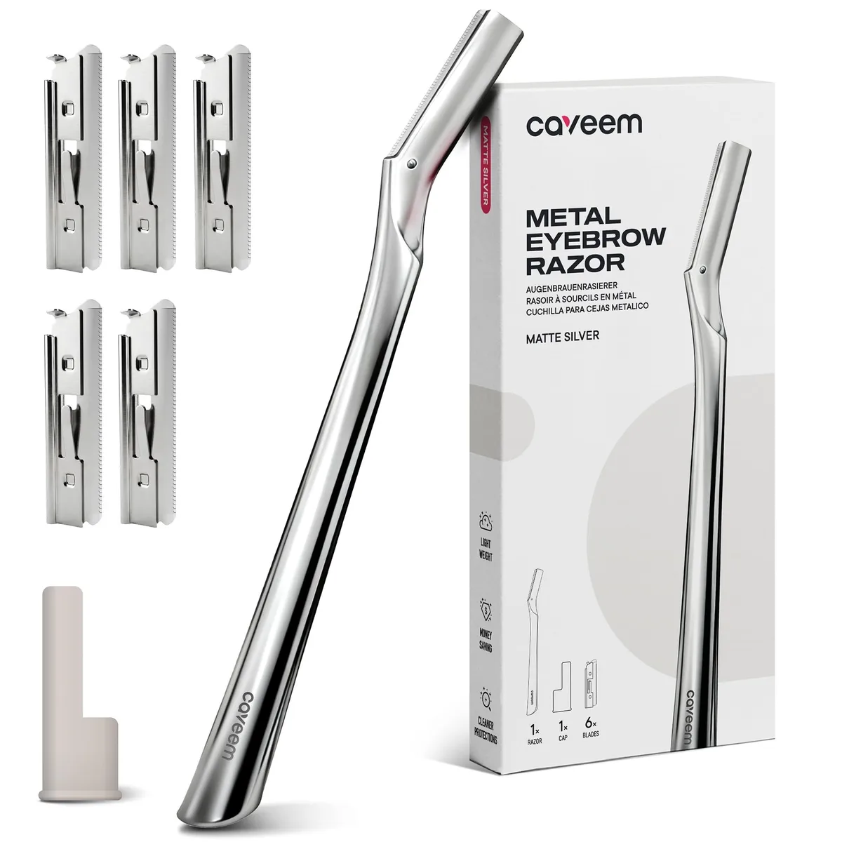  CAVEEM Dermaplane Razor 6 Blades Silver — product photo
