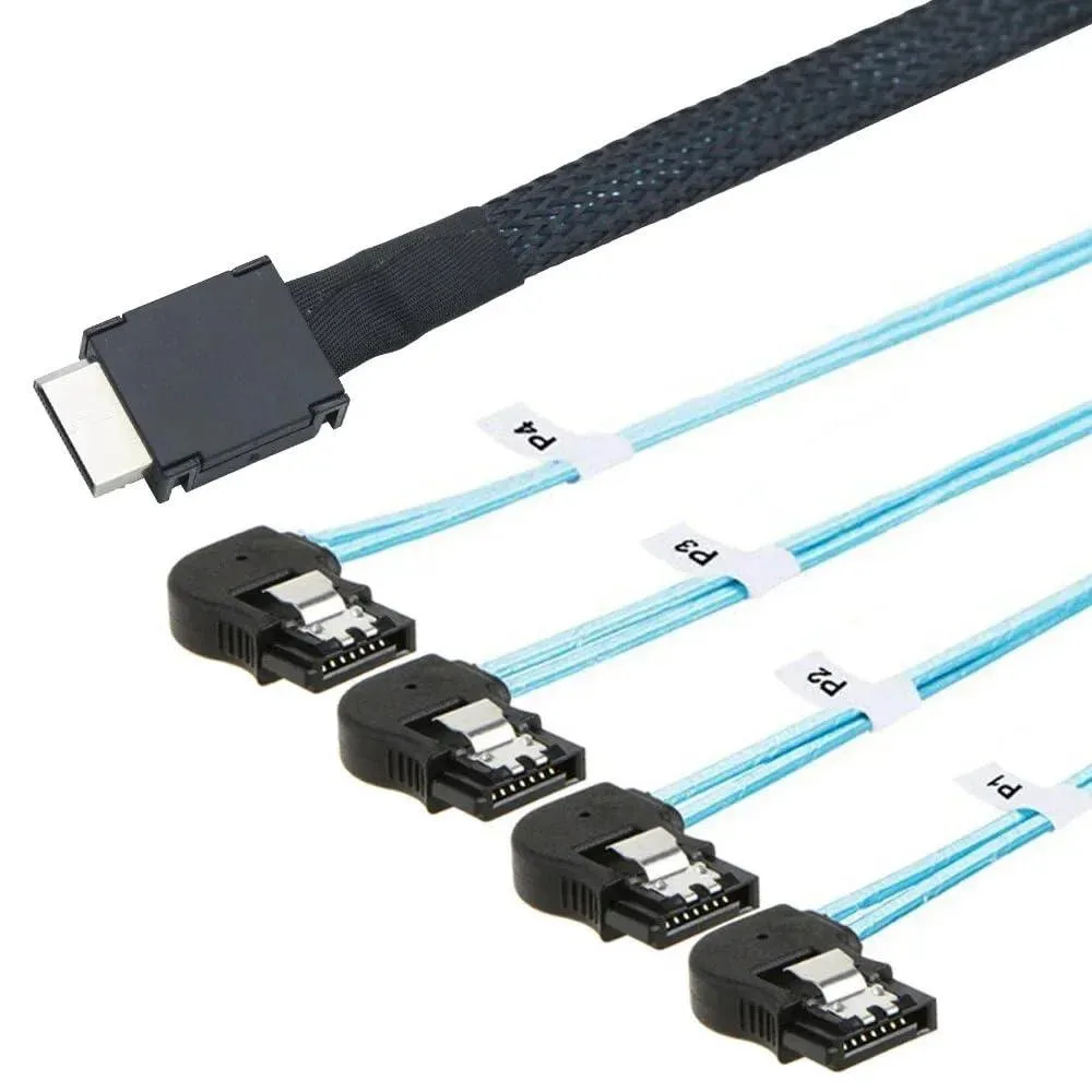 Vszerda Vszerda OCuLink SFF-8611 4i to 4 SATA 7P Left Angle Cable 50CM — product photo