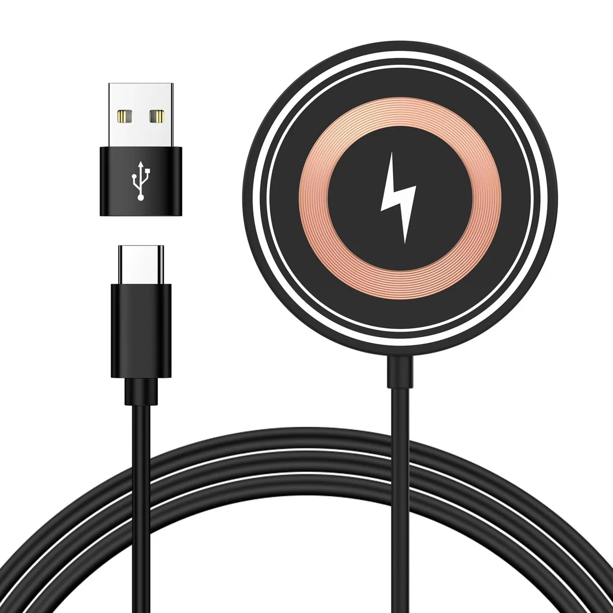 White circular wireless charging pad with magnetic centre and silicone top surface