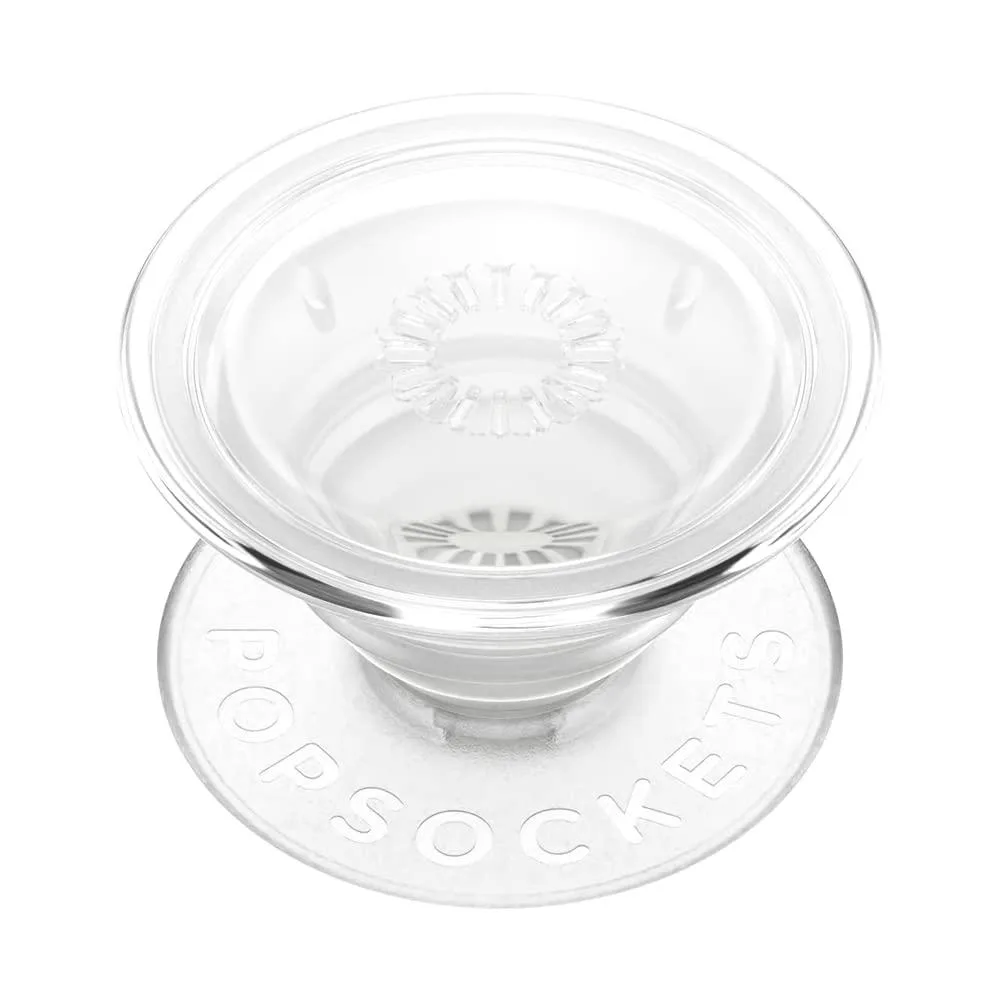 Clear adhesive phone grip with plant design, collapsible stand, 145 x 82 x 11 mm