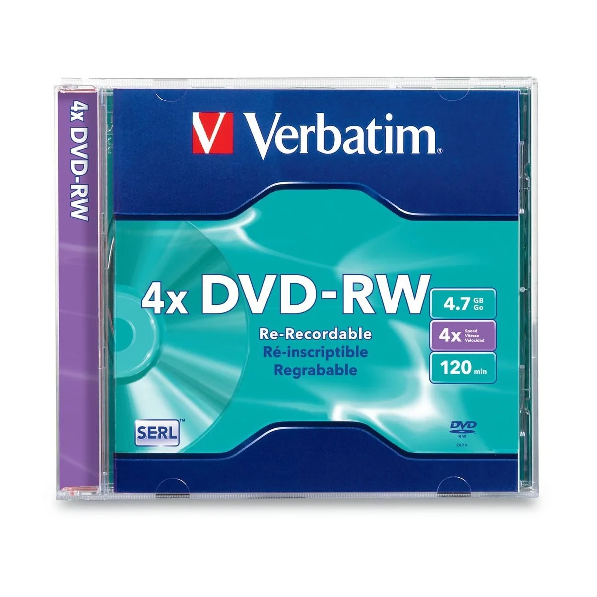 VERBATIM Verbatim 94836 4.7GB 4X DVD-RW single jewel case dvd media — product photo
