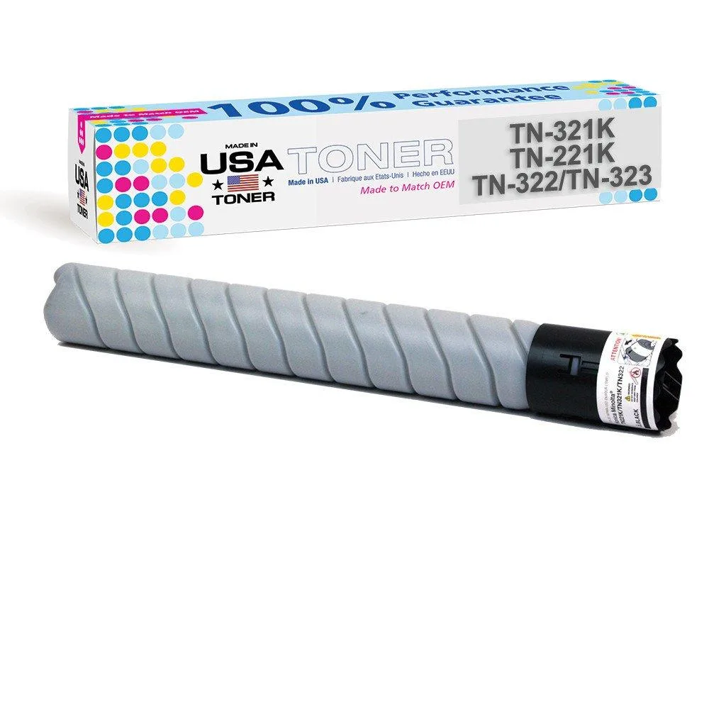 MADE IN USA TONER MADE IN USA TONER Compatible Konica Minolta TN-321K/322/221K/323K C224/284/364 Black Toner Cartridge — product photo