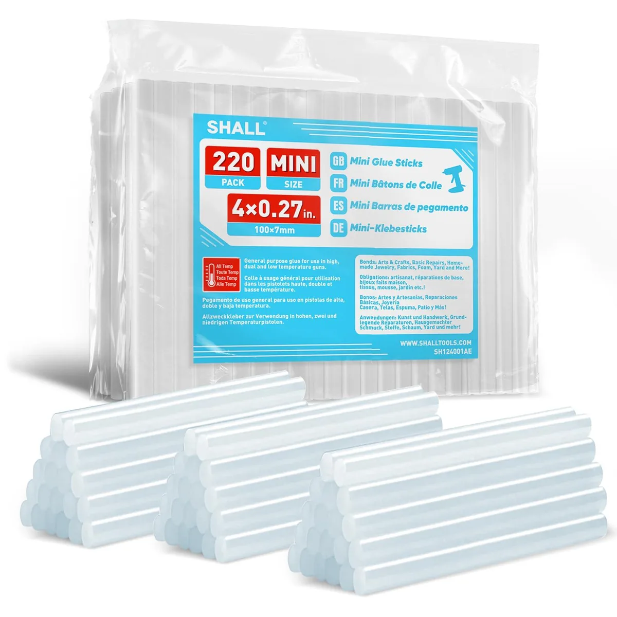  SHALL SH124001EU Mini Glue Sticks 0.27" x 4" 220-pack — product photo