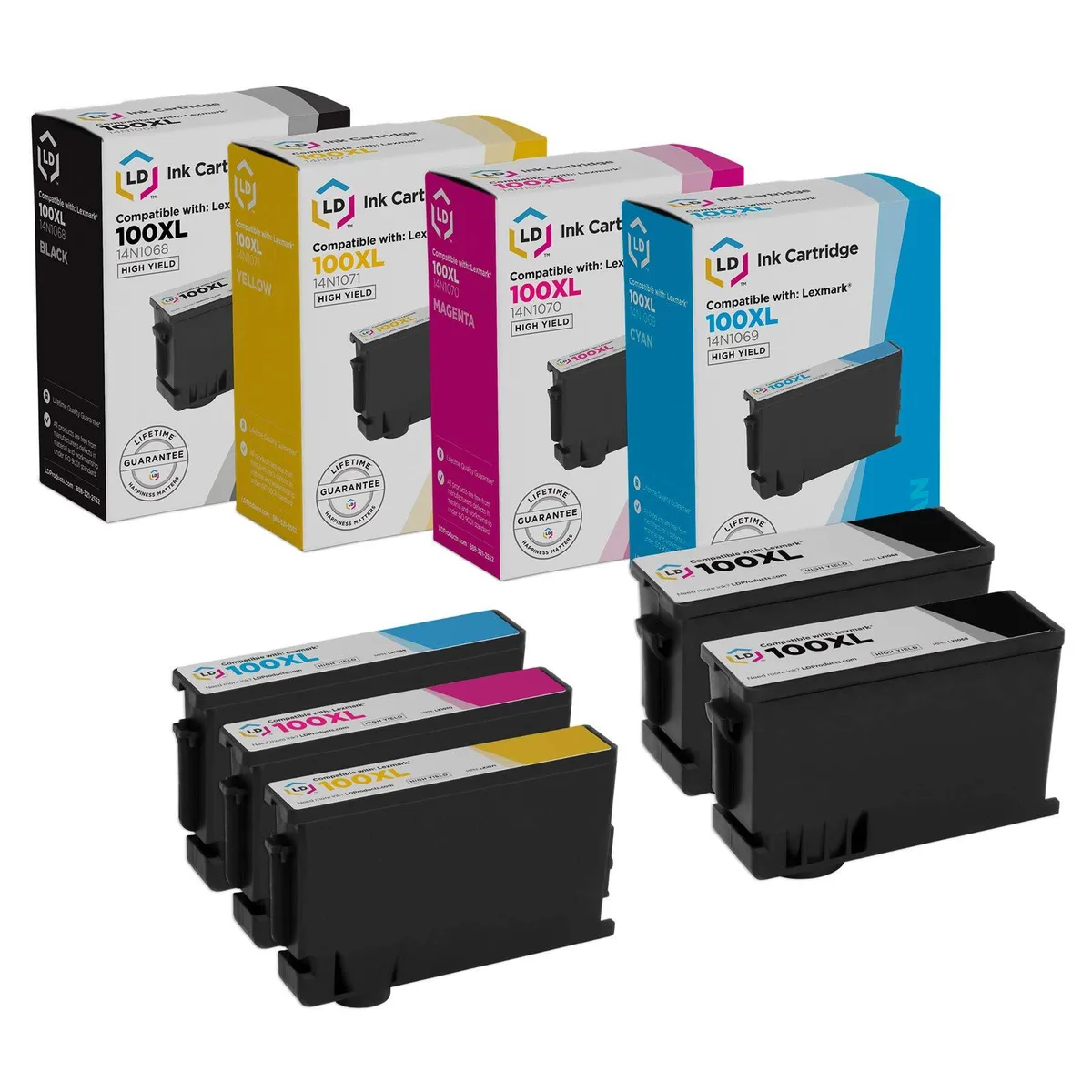 LD Products LD Products Compatible Ink Cartridge 100XL High Yield 5-Pack (2 Black, 1 Cyan, 1 Magenta, 1 Yellow) — product photo