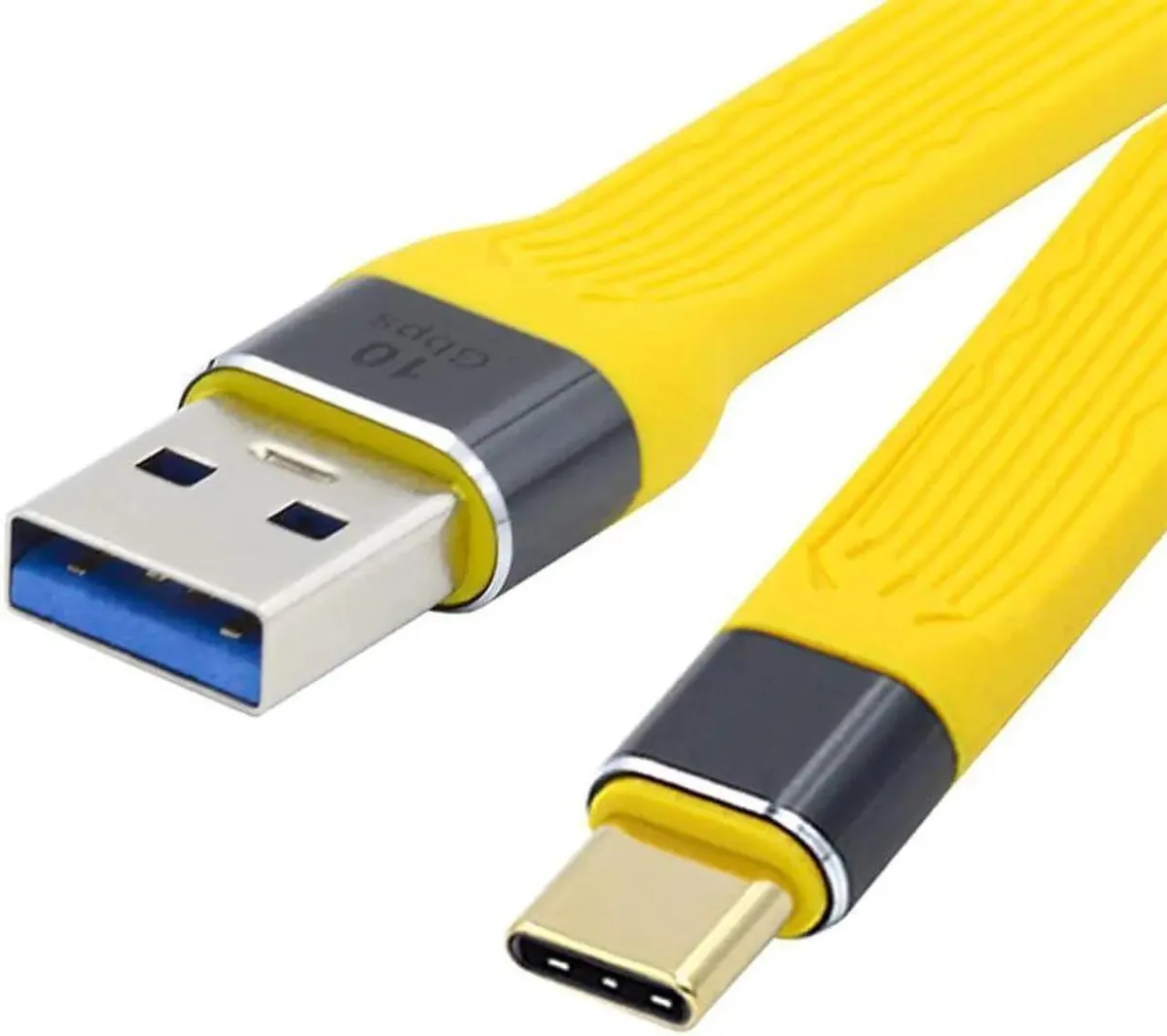 SMUGDESK SMUGDESK Yellow Flat Slim FPC USB 3.1 Type-C to USB 3.0 Type-A Cable 10Gbps — product photo