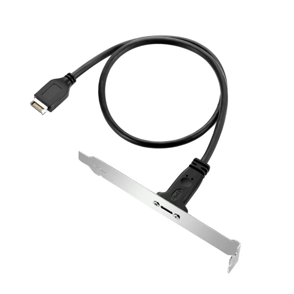 Black USB-C female panel-mount connector on 40 cm cable to Type-E header