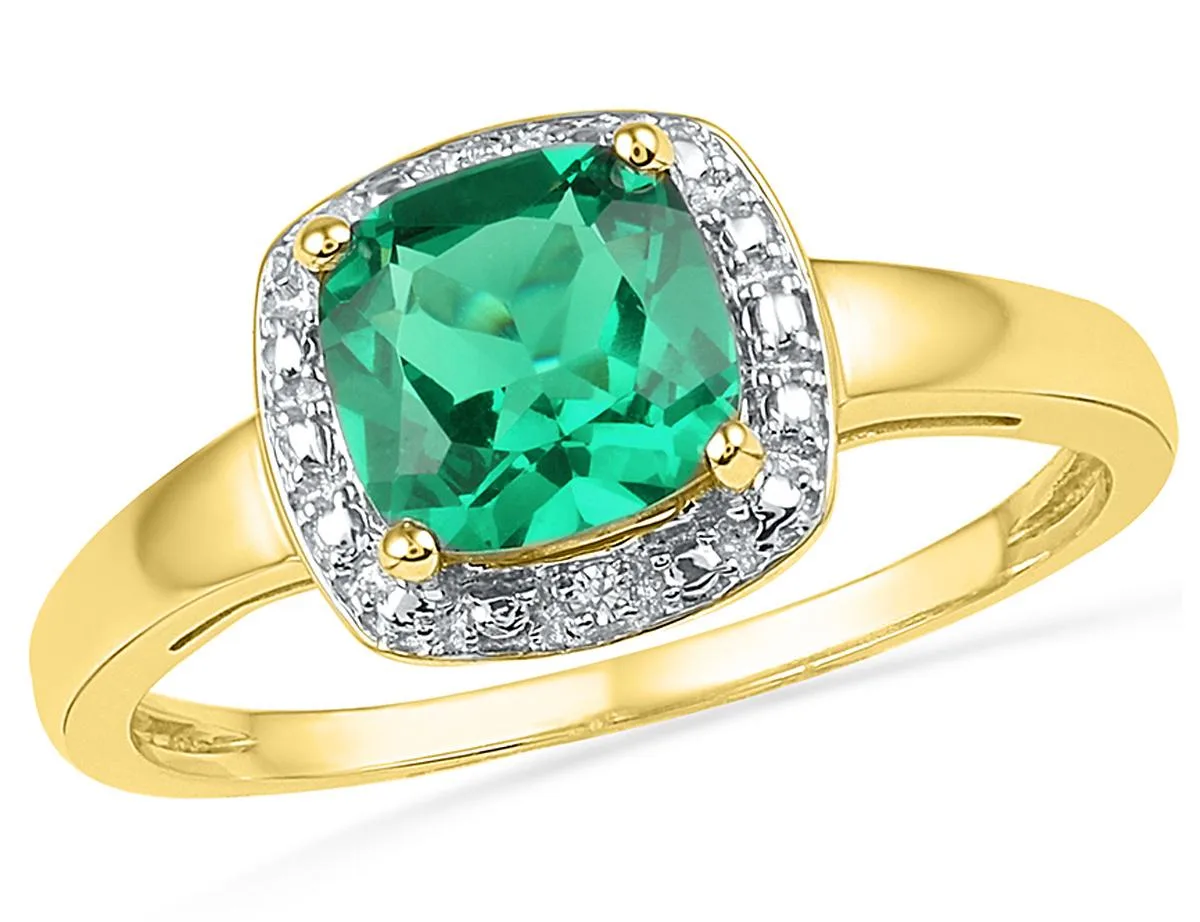 Gem &amp; Harmony Gem &amp; Harmony 1.75 ct Lab-Created Emerald Ring 10K Yellow Gold — product photo