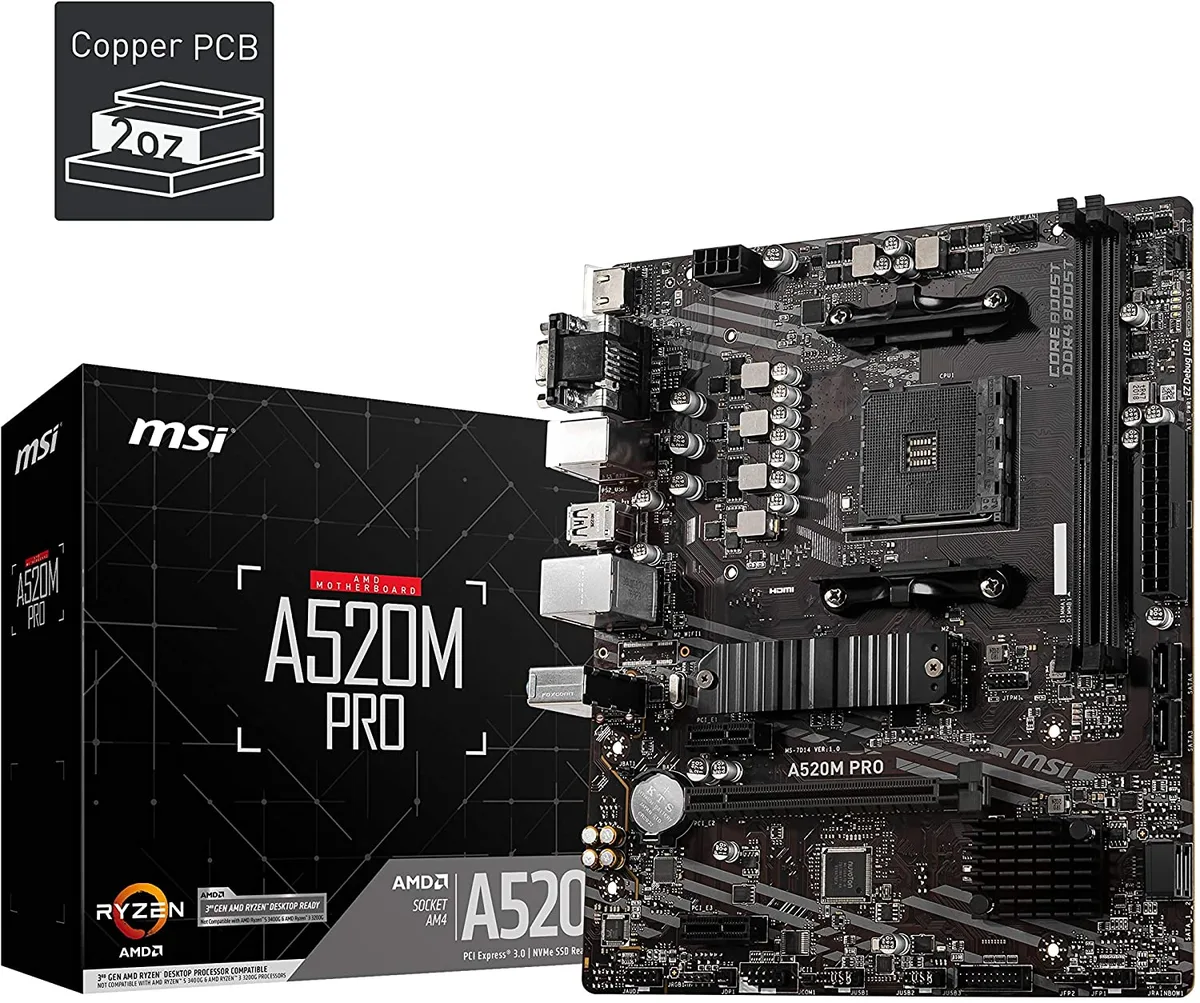 MSI MSI A520M PRO Gaming Intel motherboard Micro-ATX DDR4 4600 MHz — product photo