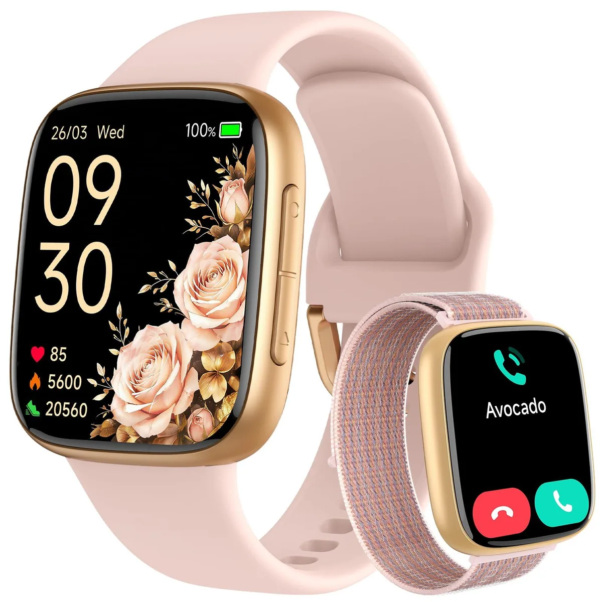 Tensky Smart Watch Pink 1.85" AMOLED 12 Days 120 Modes 2 Bands — product photo
