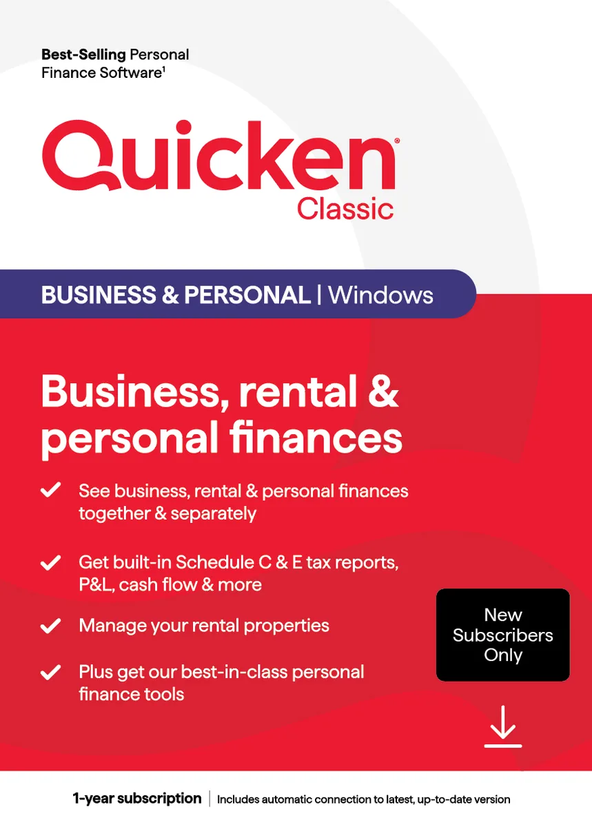 Quicken Inc. Quicken Inc. 170489 Classic Business &amp; Personal 1 Year Subscription accounting — product photo