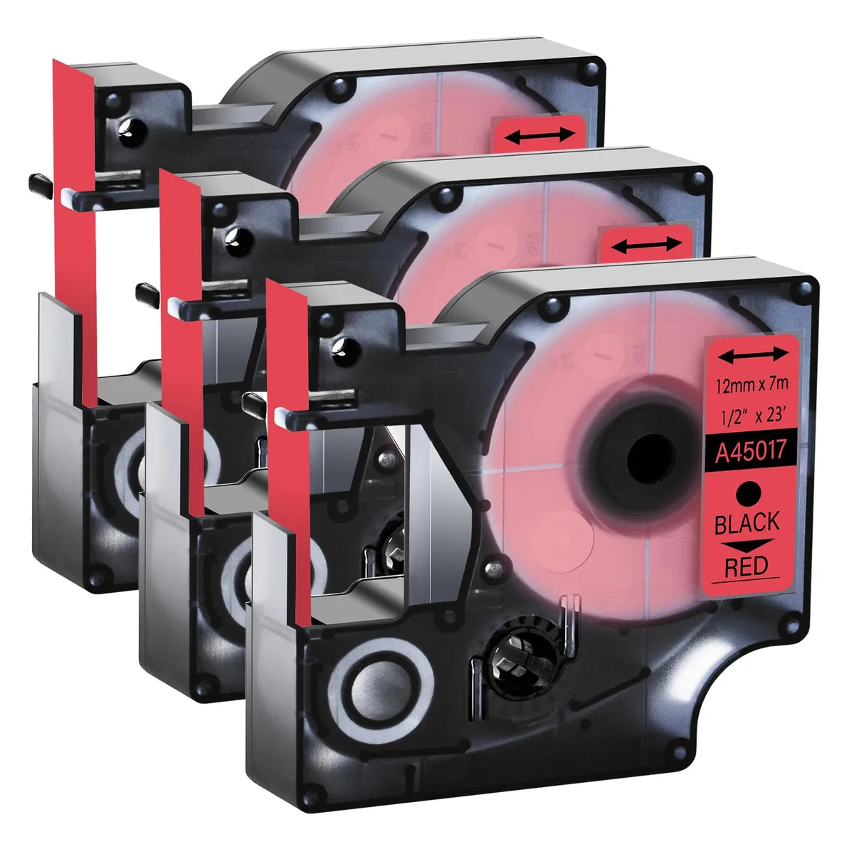 GREENCYCLE GREENCYCLE D1 Label Tape Black on Red 12mm × 23ft 10 Pack — product photo