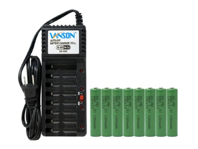 DUSLAN DUSLAN V868 8-bay AA/AAA charger with 8 AAA 1200 mAh NiMH batteries — product photo