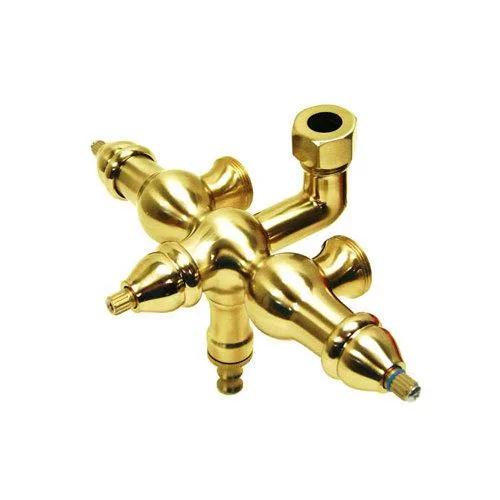 Solid brass faucet body with integral diverter and downspout