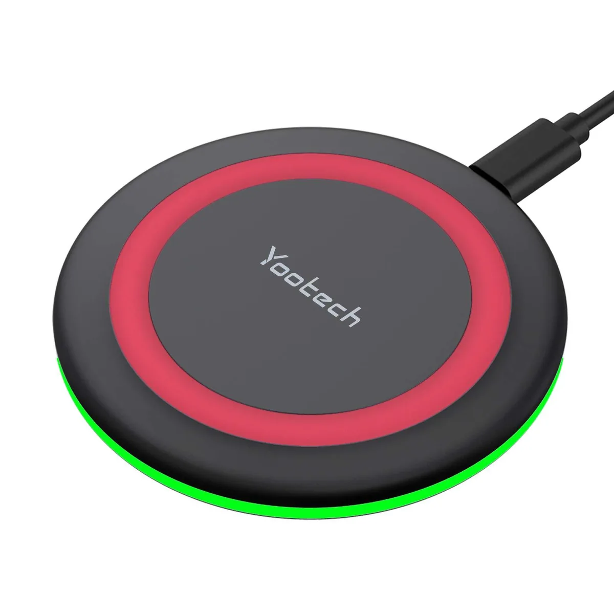 Thin circular wireless charging pad with rubber rings, no adapter included