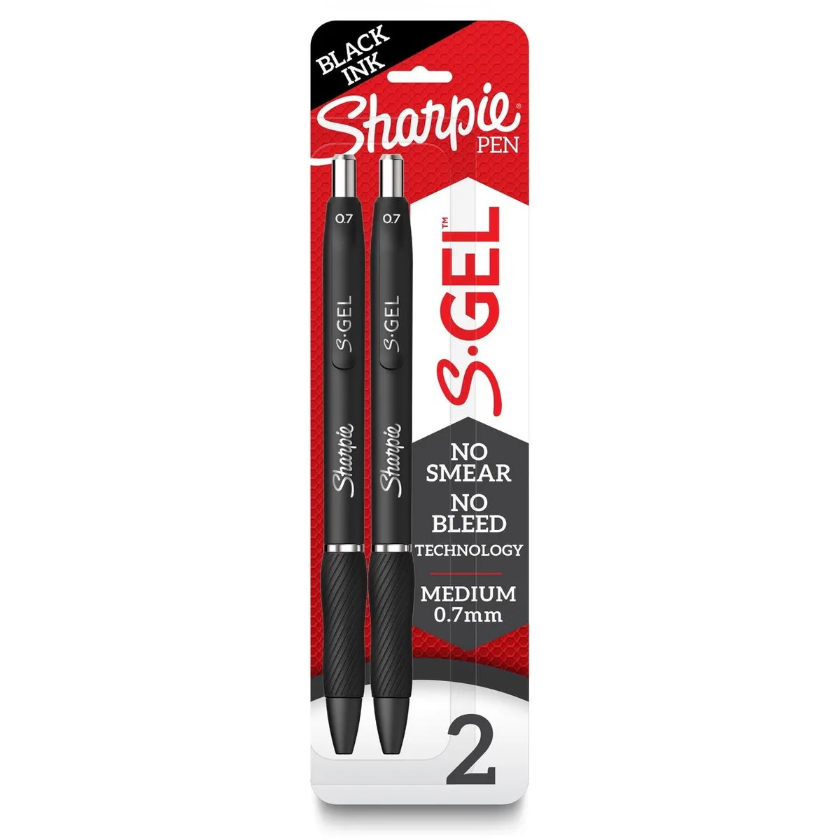 Two black gel rollerball pens 0.7mm in pack