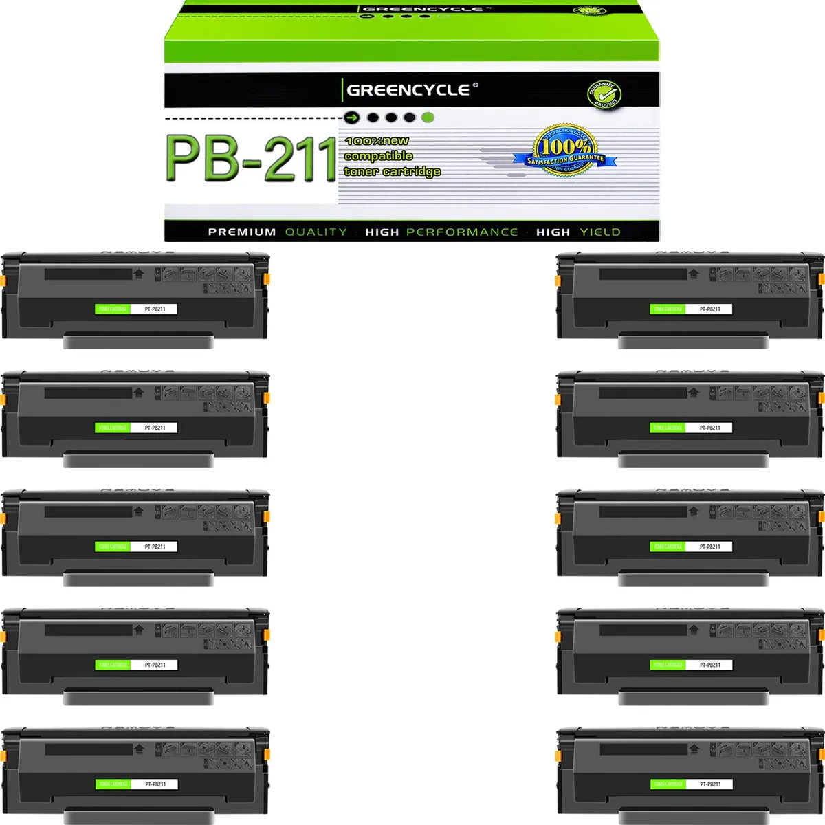 GREENCYCLE GREENCYCLE PB-211 Black Toner Cartridge 10 Pack — product photo