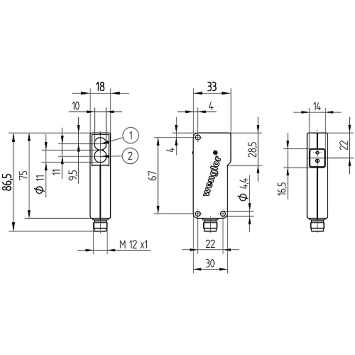 Wenglor Wenglor LN40PA3 retro-reflex sensor PNP 11000 mm IP67 — product photo