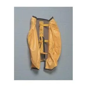 Black and yellow vinyl SCBA cover and backboard, rectangular with curved edges, 17 inches high