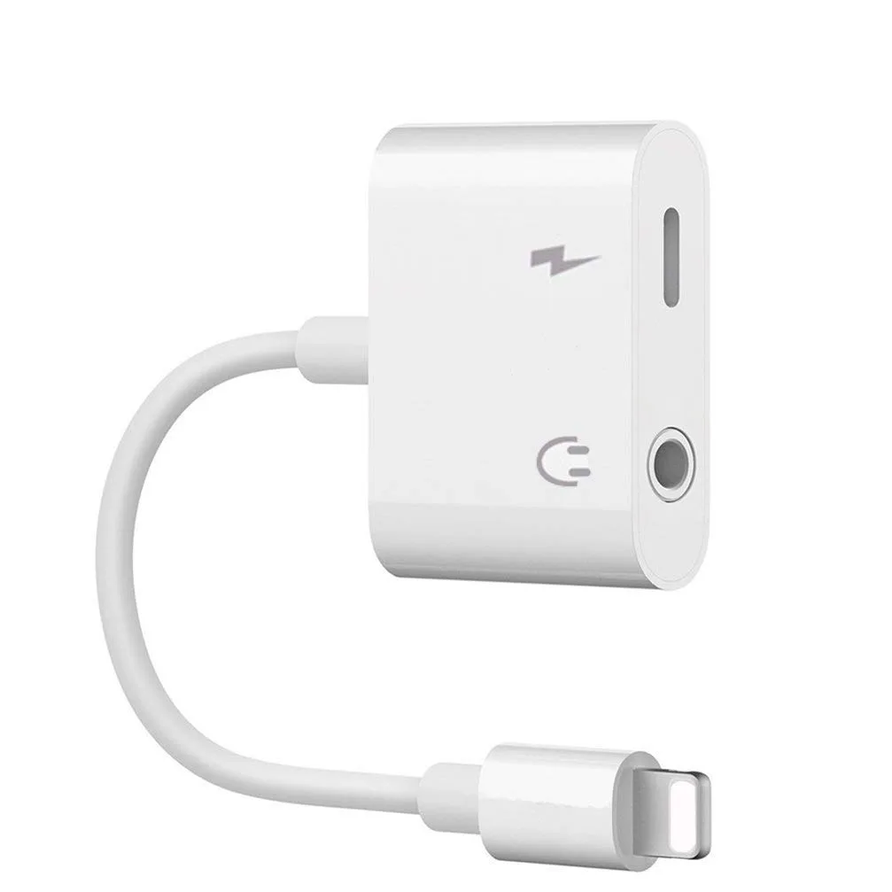 Corn Electronics Corn Electronics lightning cable white < 1 ft 3.5mm audio charge adapter iOS 11-12 — product photo