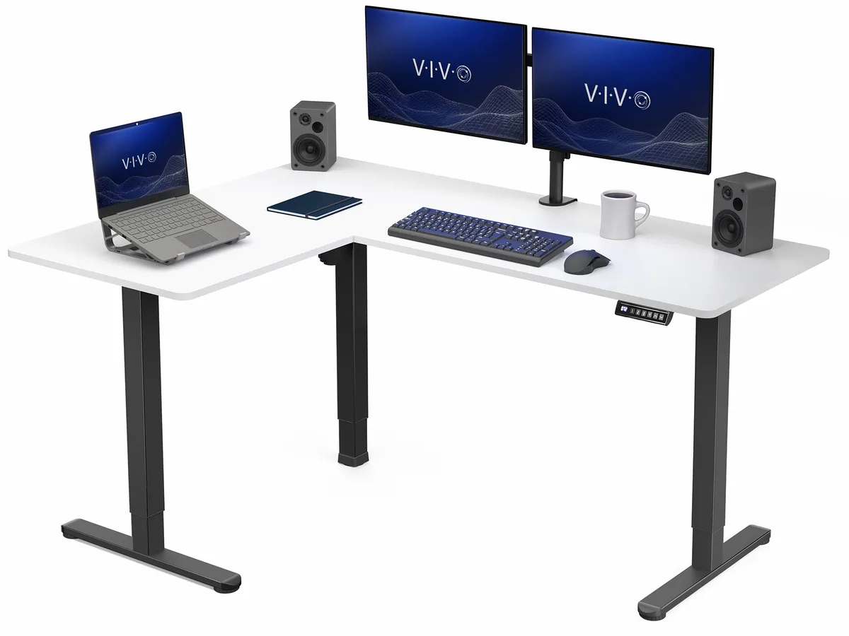 VIVO VIVO White/Black Electric Corner Standing Desk 63 x 47.3 — product photo