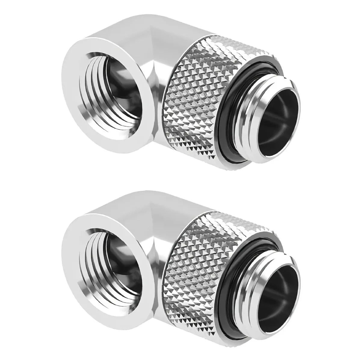 greenDracaena greenDracaena D-90-Rotary 90° rotary extender fitting G1/4" 2 pack Silver — product photo