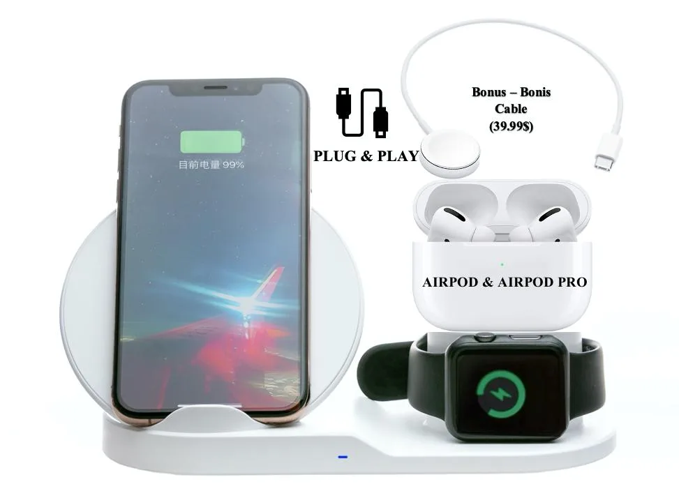 Stimula Lifestyle Stimula Lifestyle 3 in 1 Wireless Charger 10W Black White — product photo