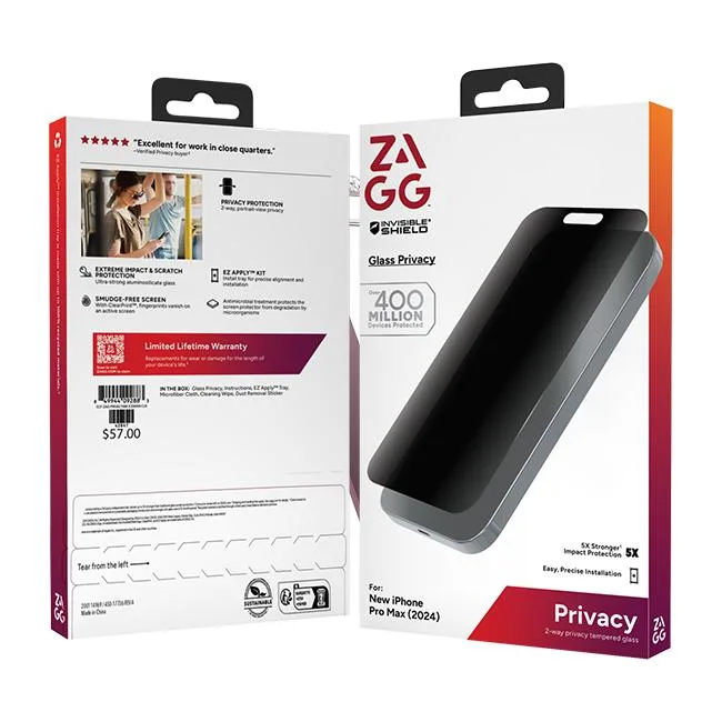 ZAGG ZAGG Invisible Shield Privacy Glass Screen Protector iPhone 16 Pro Max — product photo