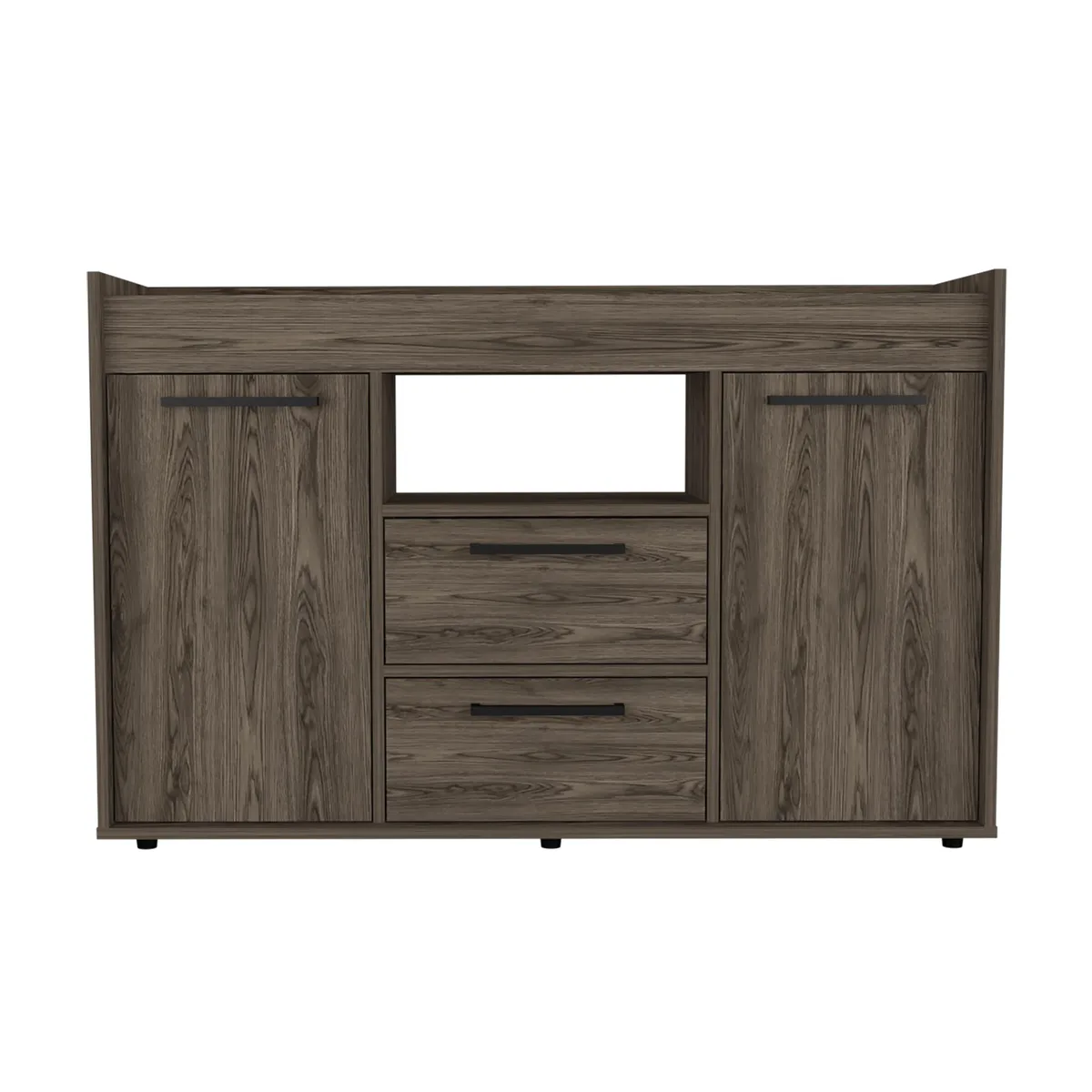 FM FURNITURE FM FURNITURE Ilumina Sideboard Double Door Two Drawers Open Shelf Walnut 47 24W 30 31H 14 69D — product photo
