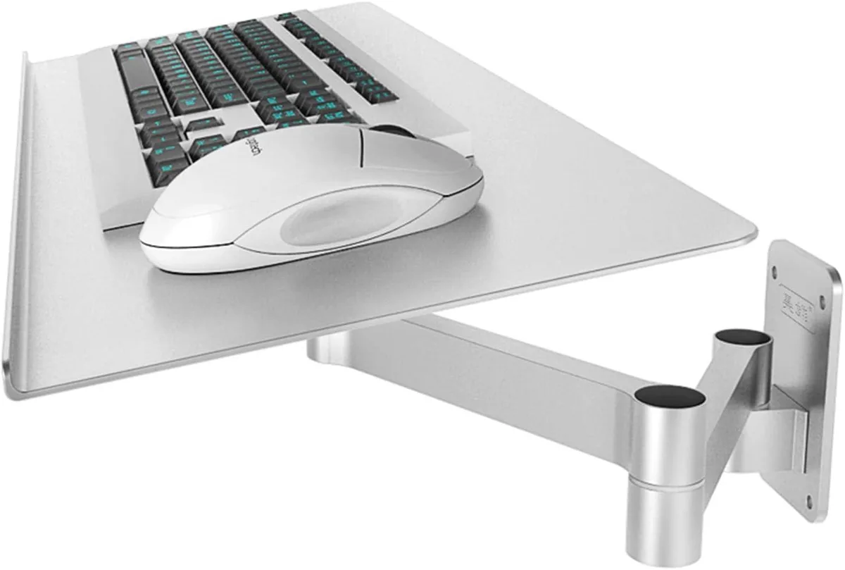BFKK BFKK Wall-Mounted Keyboard Arm Tray Silver 24.0x7.7in 17.6lb Capacity — product photo