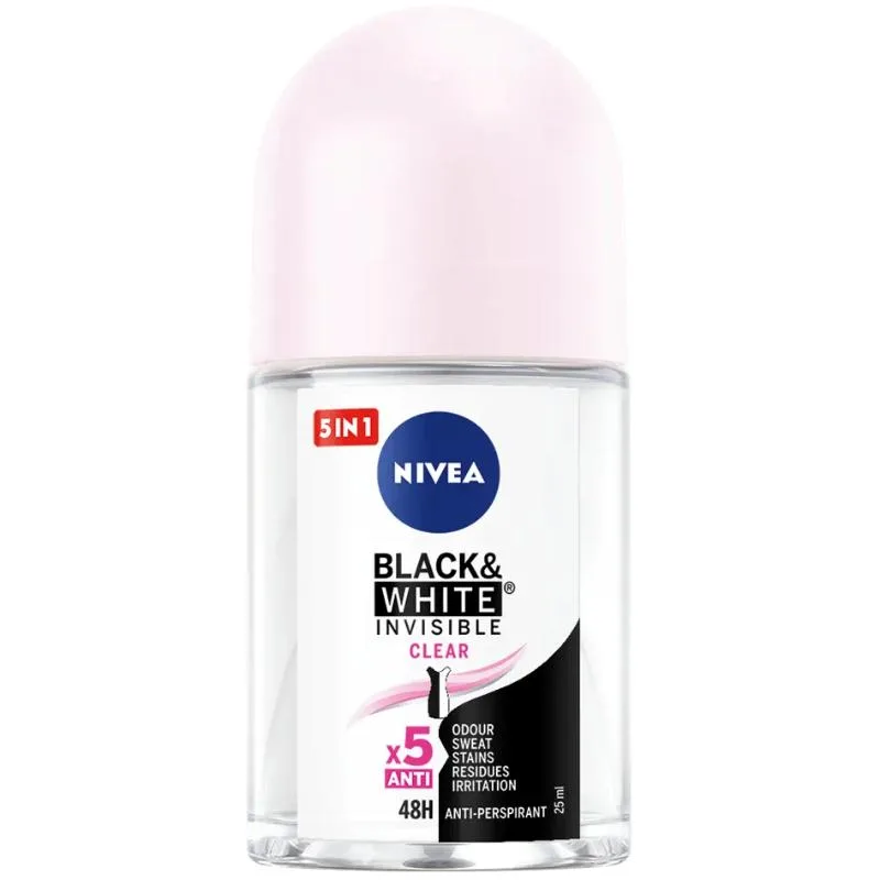Nivea Nivea NIVE-ROL-BWCLR-2501 Invisible Black &amp; White Clear Roll-On 25 ml skin care — product photo