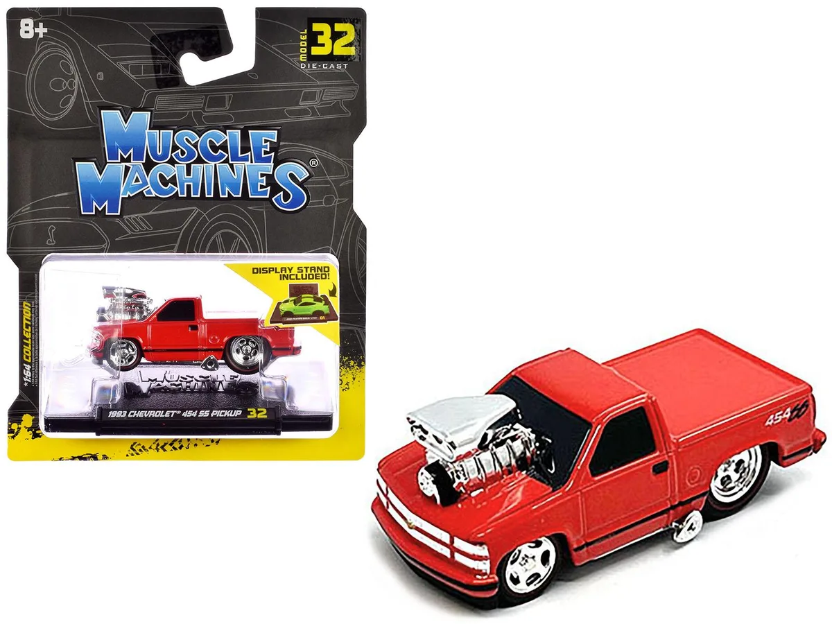 Muscle Machines Muscle Machines 1993 Chevrolet 454 SS Pickup Truck Red 1/64 Diecast Hobby Collectible — product photo