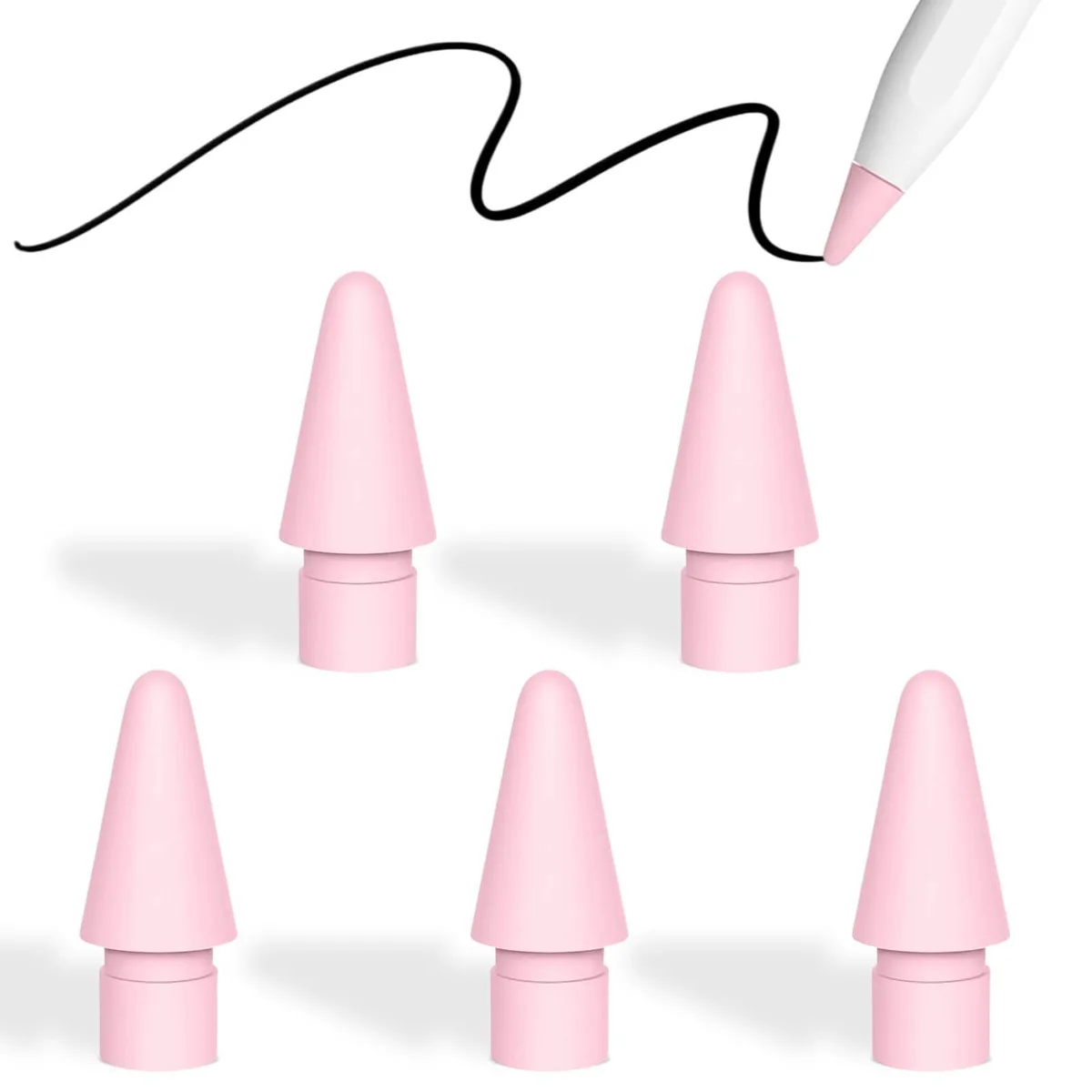 Pink replacement tips for Apple Pencil, pack of five