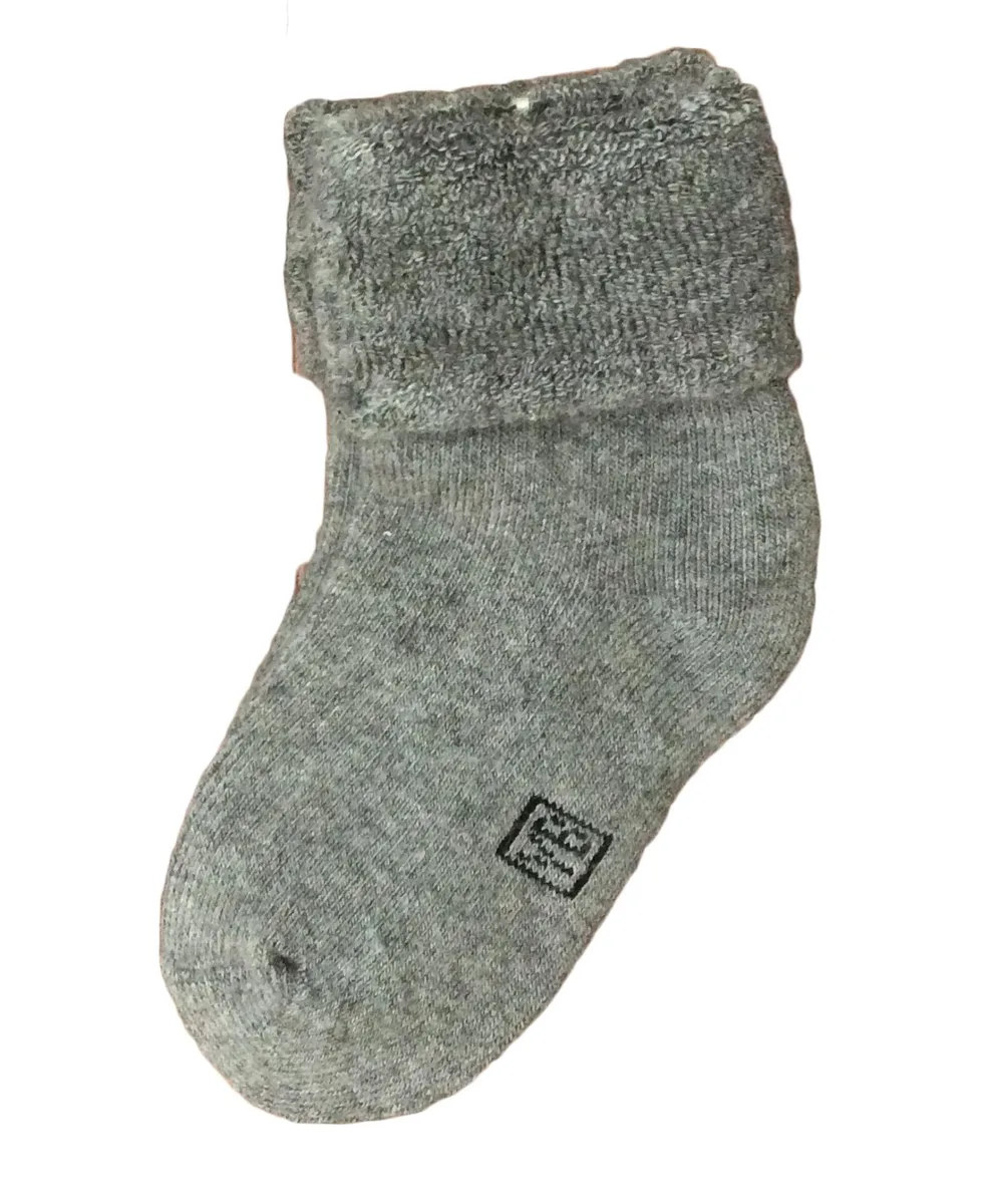 Three pairs of grey wool-blend crew socks for babies 0-6 months