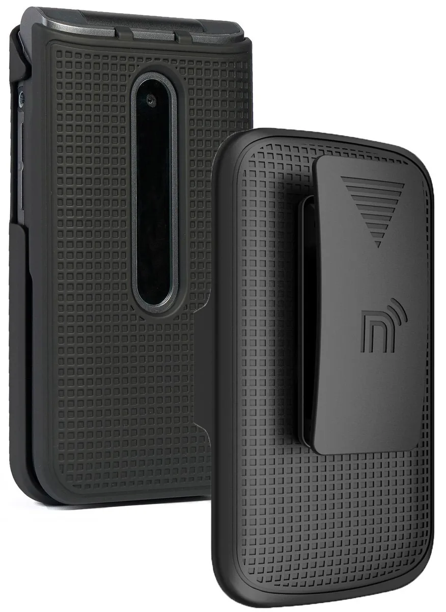 Nakedcellphone Nakedcellphone Grid Case + Belt Clip Holster Combo for LG Classic Flip L125DL Black — product photo