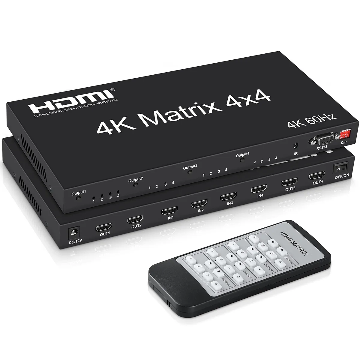 BUCIER BUCIER 4x4 HDMI Matrix Switch 4K 60Hz 18Gbps RS232 EDID — product photo