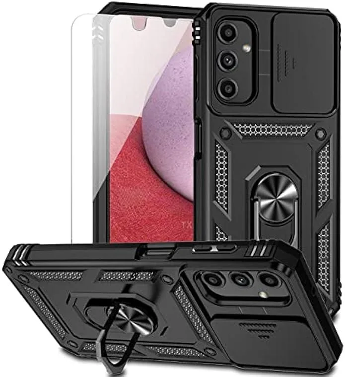 Ksin Ksin Samsung Galaxy A14 5G Case with Slide Camera Cover Magnetic Ring Kickstand Black — product photo