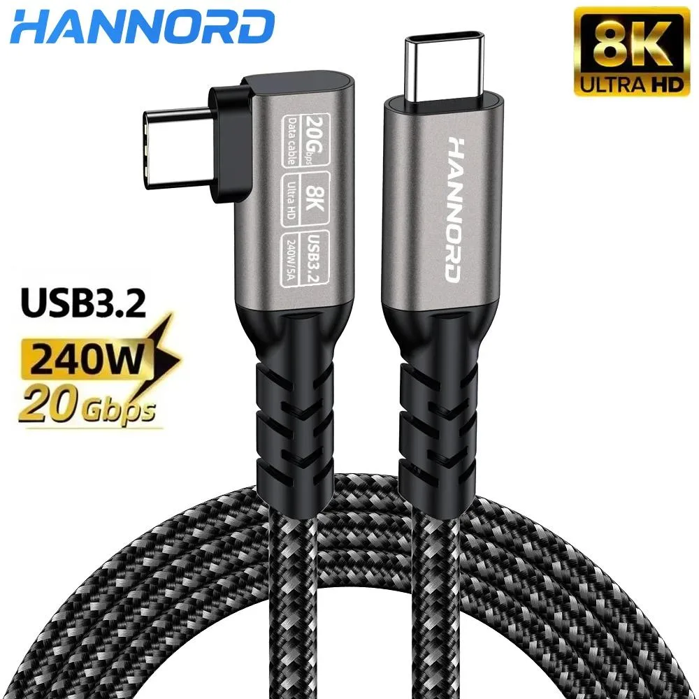 HANNORD HANNORD USB 3.2 Gen 2x2 Cable Right Angle 20 Gbps 240 W 90 Degree 3.3 Feet — product photo