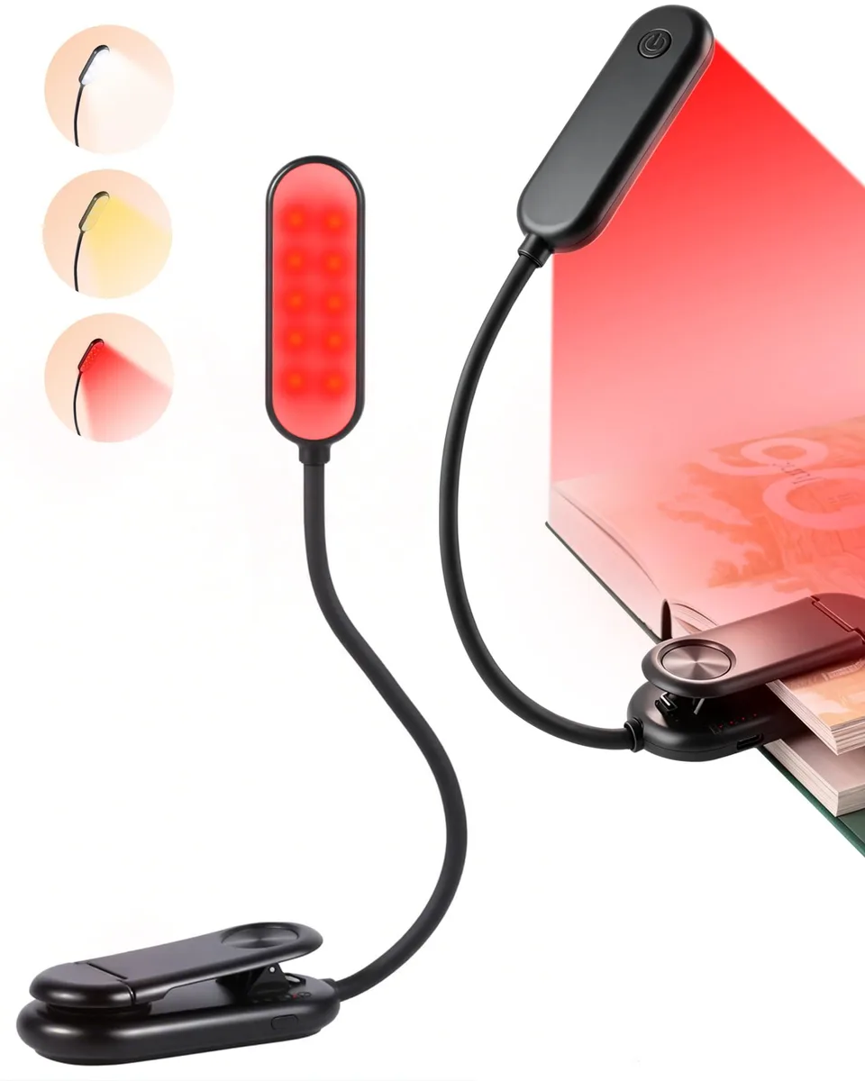 Compact clip-on book light with matte finish, 2.64 oz