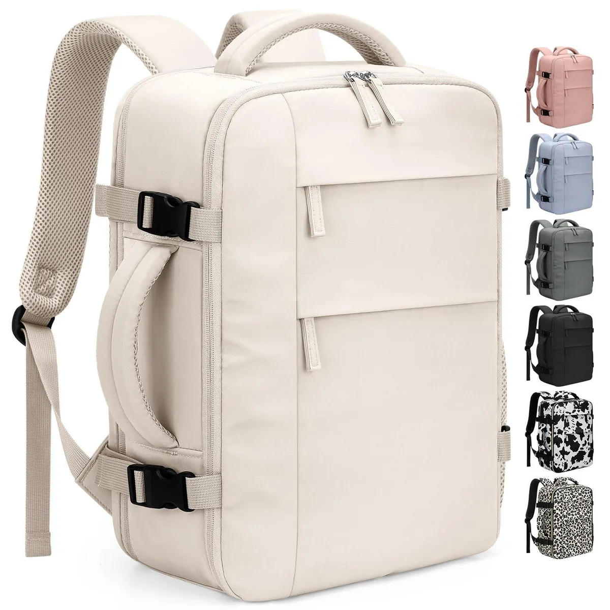 Beige waterproof travel backpack, 20L, fits 15.6 inch laptop