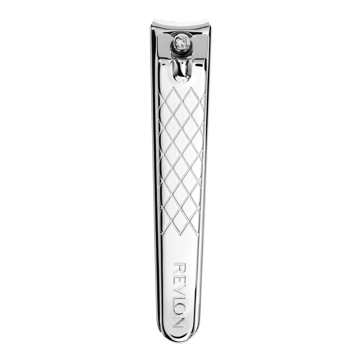 Silver alloy-steel toenail clipper with curved blade and built-in file
