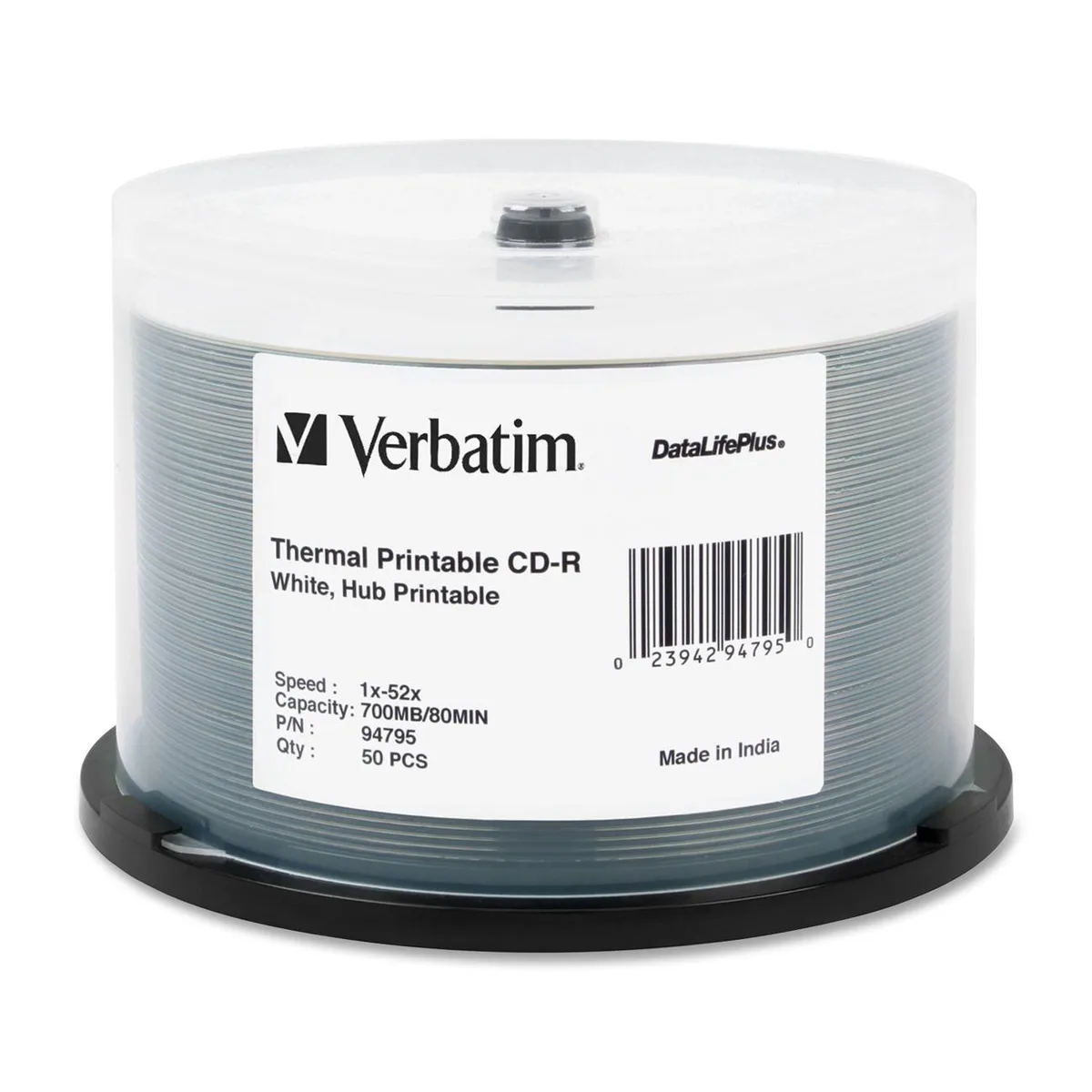VERBATIM VERBATIM 94795 700MB 52X CD-R Thermal Hub Printable 50 Pack — product photo