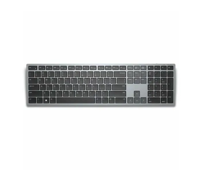Grey wireless keyboard with scissor keys, compact rectangular shape